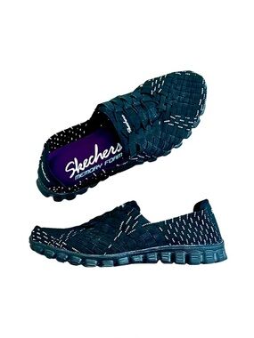 NEW - Women’s Skechers Black Woven Slip-On Athletic Shoes with Reflective Dots